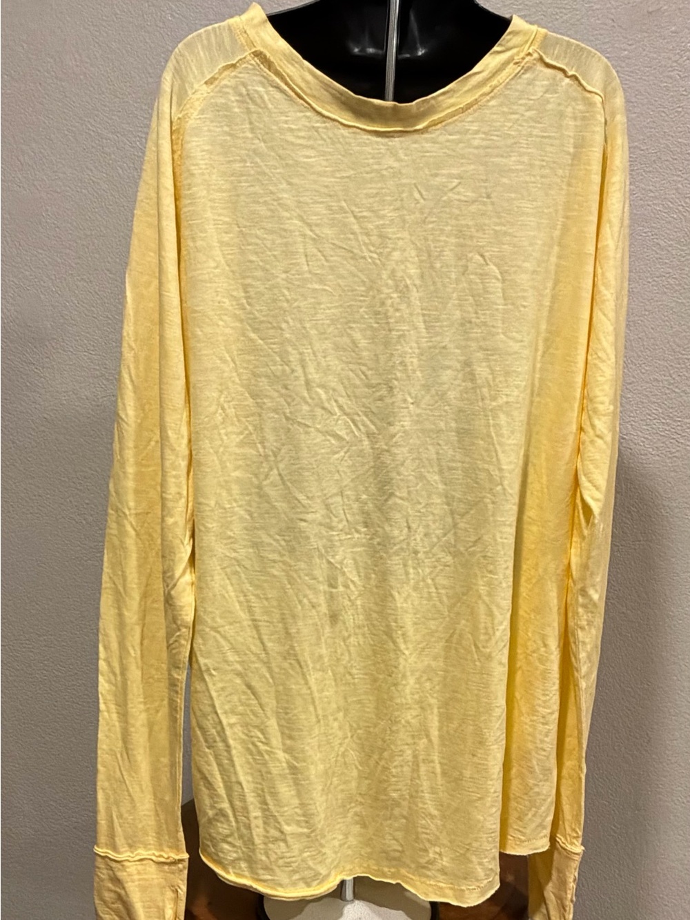 We The Free Pale Yellow Long Sleeve Crew Neck Tee